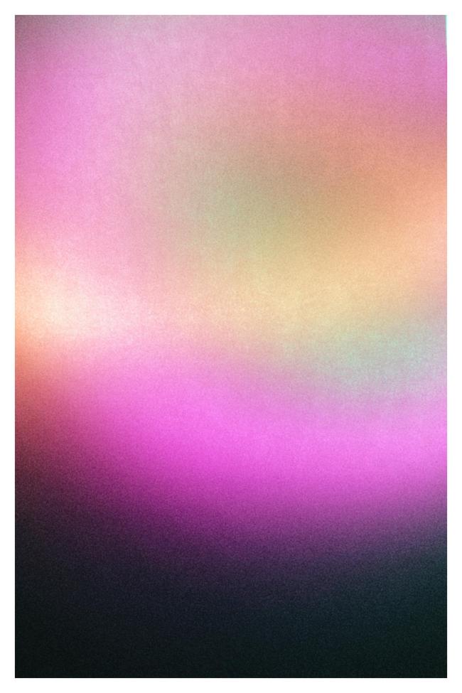 Farbbild im Portrait Format mit weißem Rand. Das Bild zeigt im oberen Teil Farbiges Licht hinter einem Seidenpapier. Dabei gibt es einen äußeren Ring der eher pink ist,darin ein gelb-grüner Bereich. Der untere Teil ist sehr dunkel.