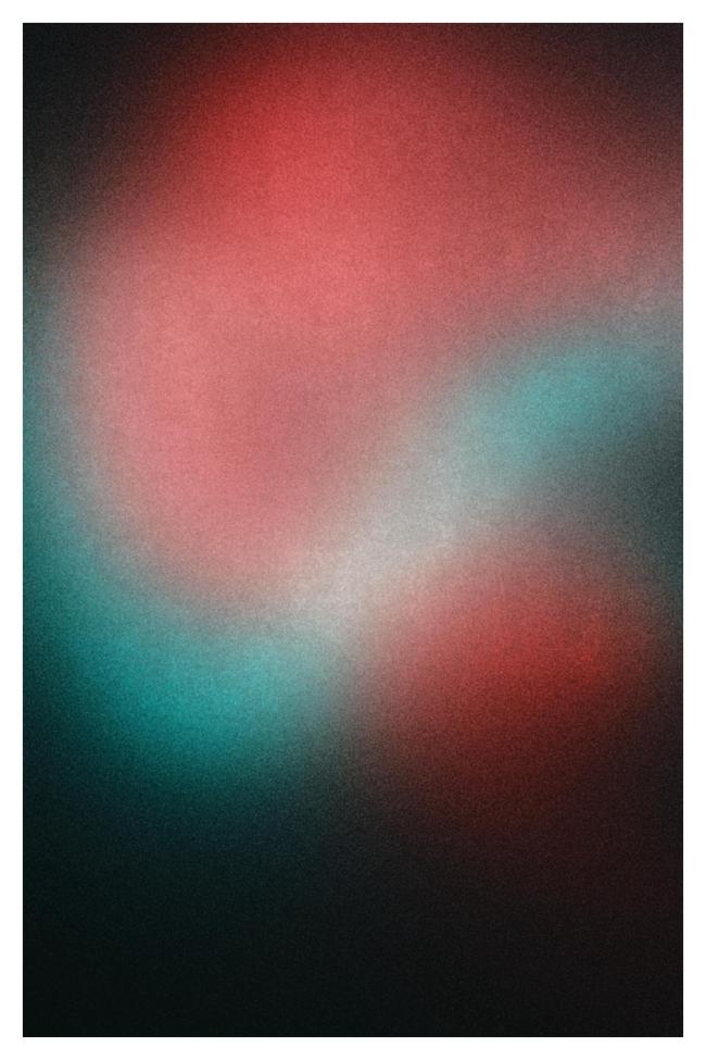 Farbbild im Portrait Format mit weißem Rand. Das Bild zeigt verschiedene Licht Blobs unscharf hinter Seidenpapier. Oben ist ein größerer roter Blob, darunter ein schmaler blauer Streifen und darunter nochmal ein kleiner roter Blob. Die Ecken und der untere Teil sind sehr dunkel und das Bild hat insgesamt viel Struktur und Korn.